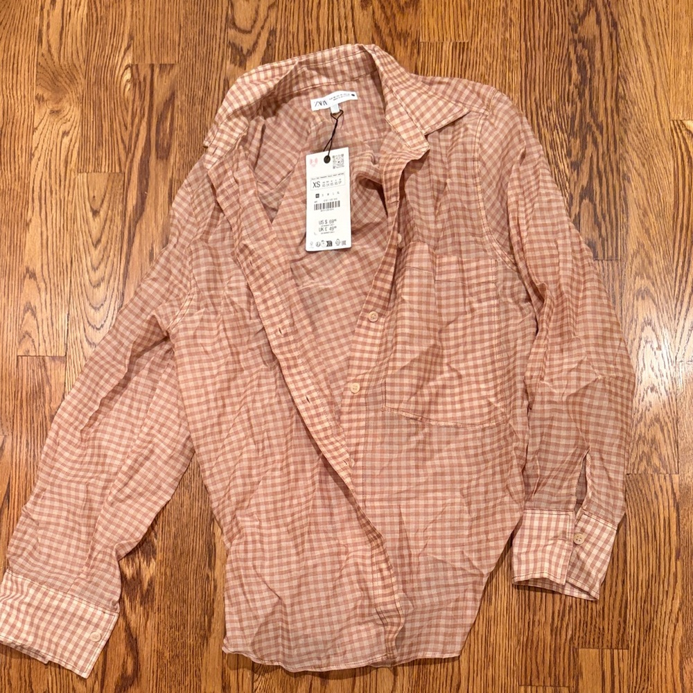 Zara Beige Checkered Shirt